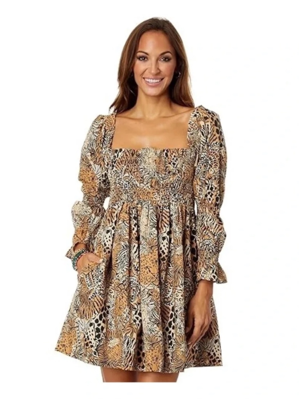 NWT Lilly Pulitzer Beyonca Babydoll Dress Rattan Walk on the Wild Side Size XL